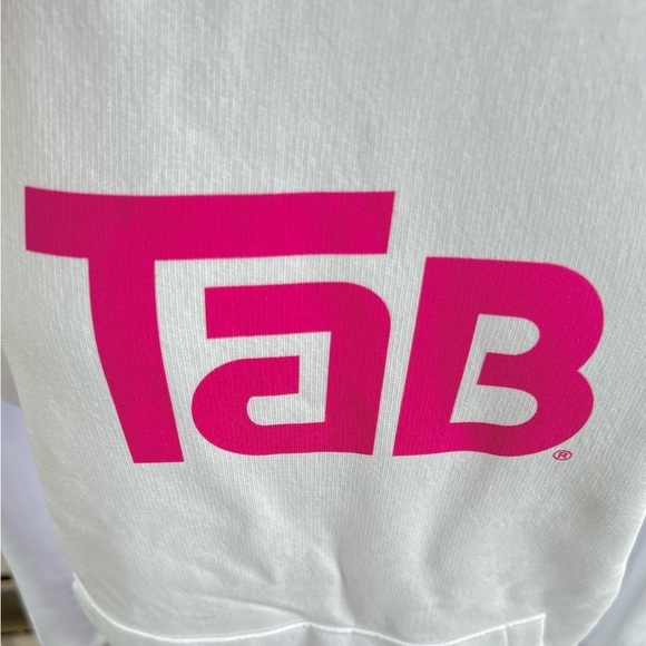 Coca Cola TAB White Pink Size Large Sweatshirt Hoodie Organic Cotton Blend - Picture 3 of 7